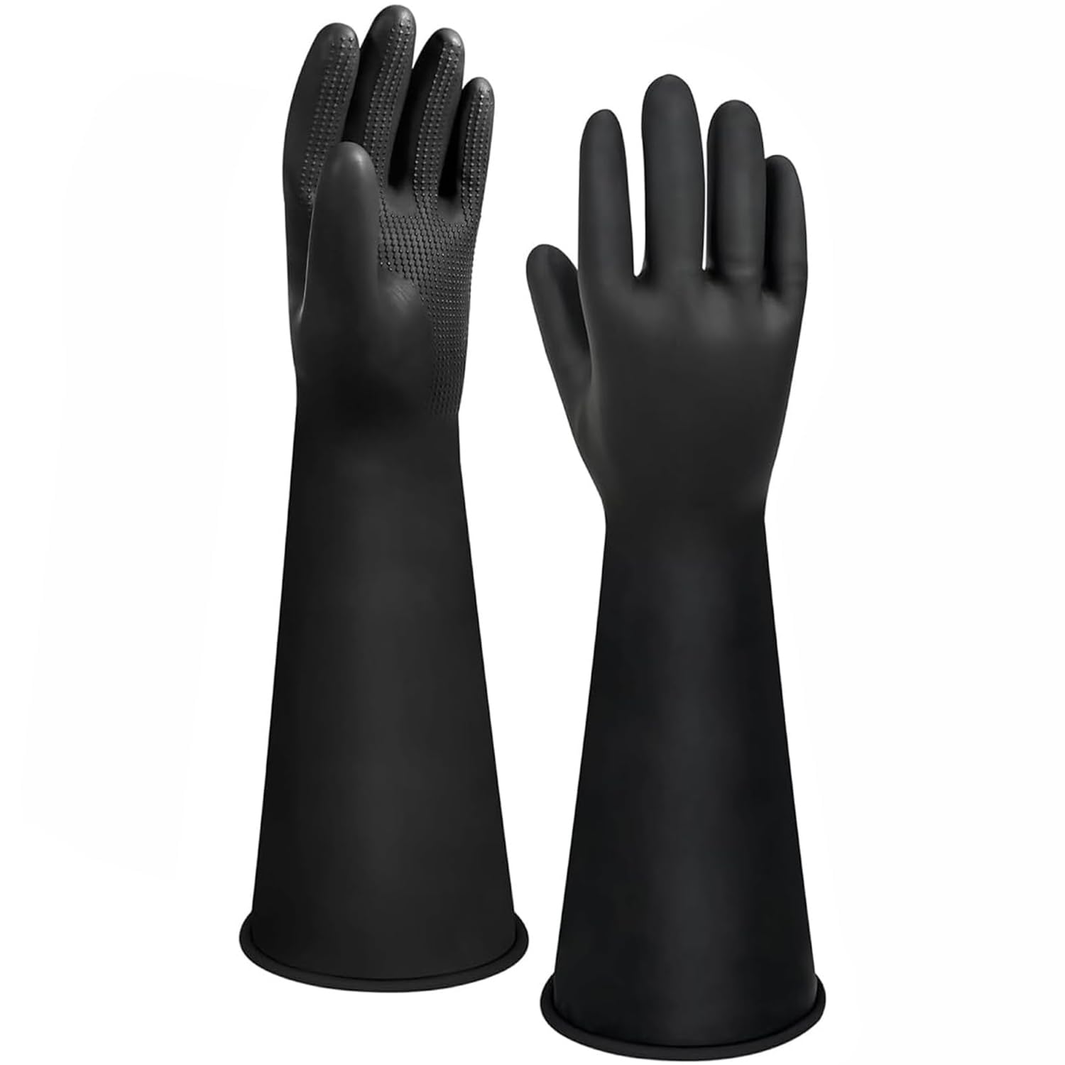 ZaoKing 16“ Heavy Duty Rubber Glove,Latex Chemical Resistant Long Gauntlets Gloves Cleaning Drain PPE Reusable Waterproof Industrial Work Resist Strong Acid, Alkali and Oil