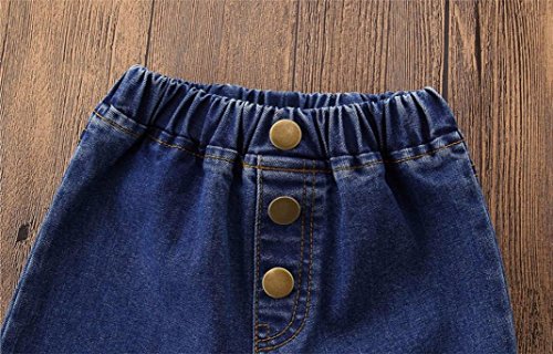 Rucan Girls Jeans, Kid Girls Vintage Denim Pants Splice Bell-Bottoms Trousers (18-24 Months) - Thumbnail 5