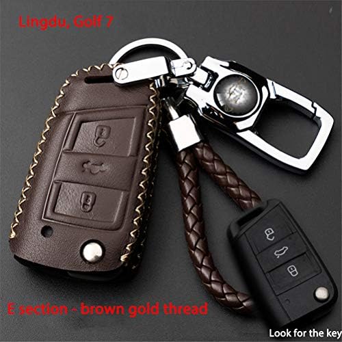 Leeec Car Remote Key Case Cover Wallet Key Chain For The VW Polo Passat B5 Golf 4 5 6 And Other Full Range of Models,Brown,E