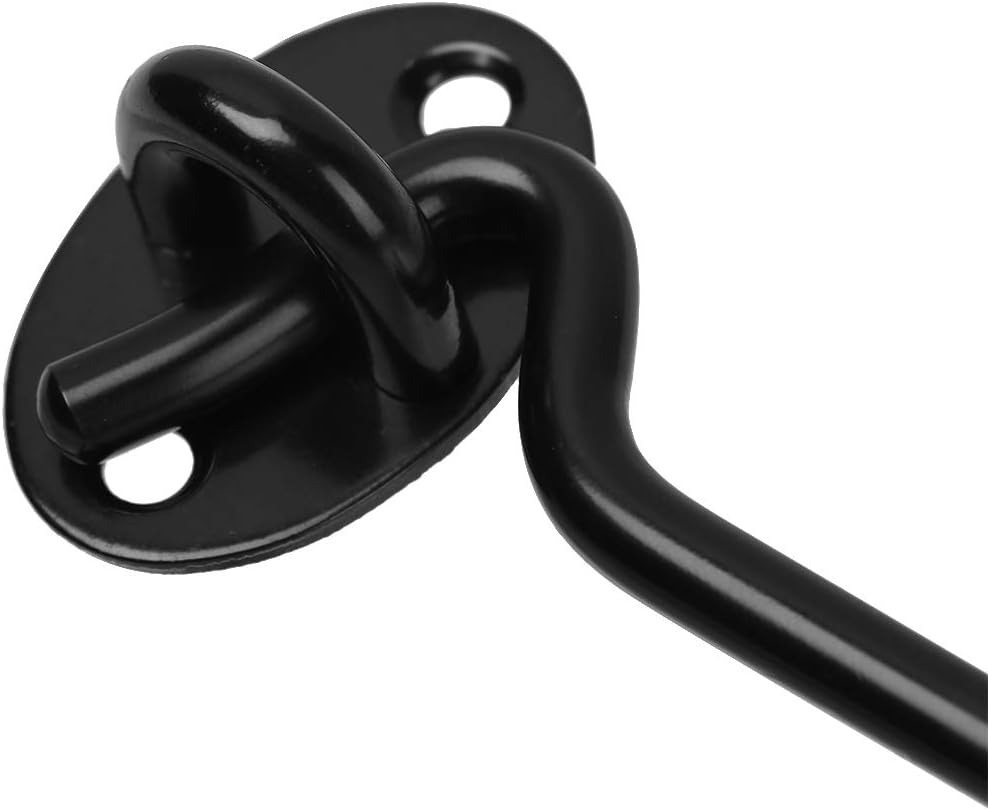 BuxiuGK 2 Piece Cabin Hook Eye Door Latch Stainless Steel 8 Inch/200mm with 8 Mounting Screws for Shed Doors Cabinet Doors - Black - Image 4