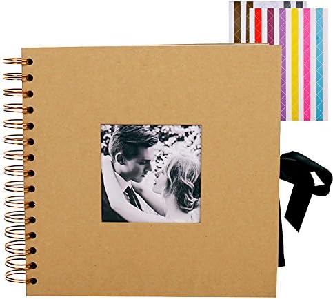 FORUSKY 12 x 12 inch DIY Scrapbook Photo Album for Wedding Guest Book, Family Scrapbook, Valentine’s Day Gifts, Engagement, Anniversary, Travel Memory Book, Graduation Memory Album - Kraft