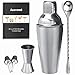 Cocktail Bar Shaker Set ASOMMET Stainless Steel Home Bar Tools Kit with 1/0.5oz jigger, Mixing Spoon, Pourers and Recipes for Mixing Martini, Mojito & More Drinks