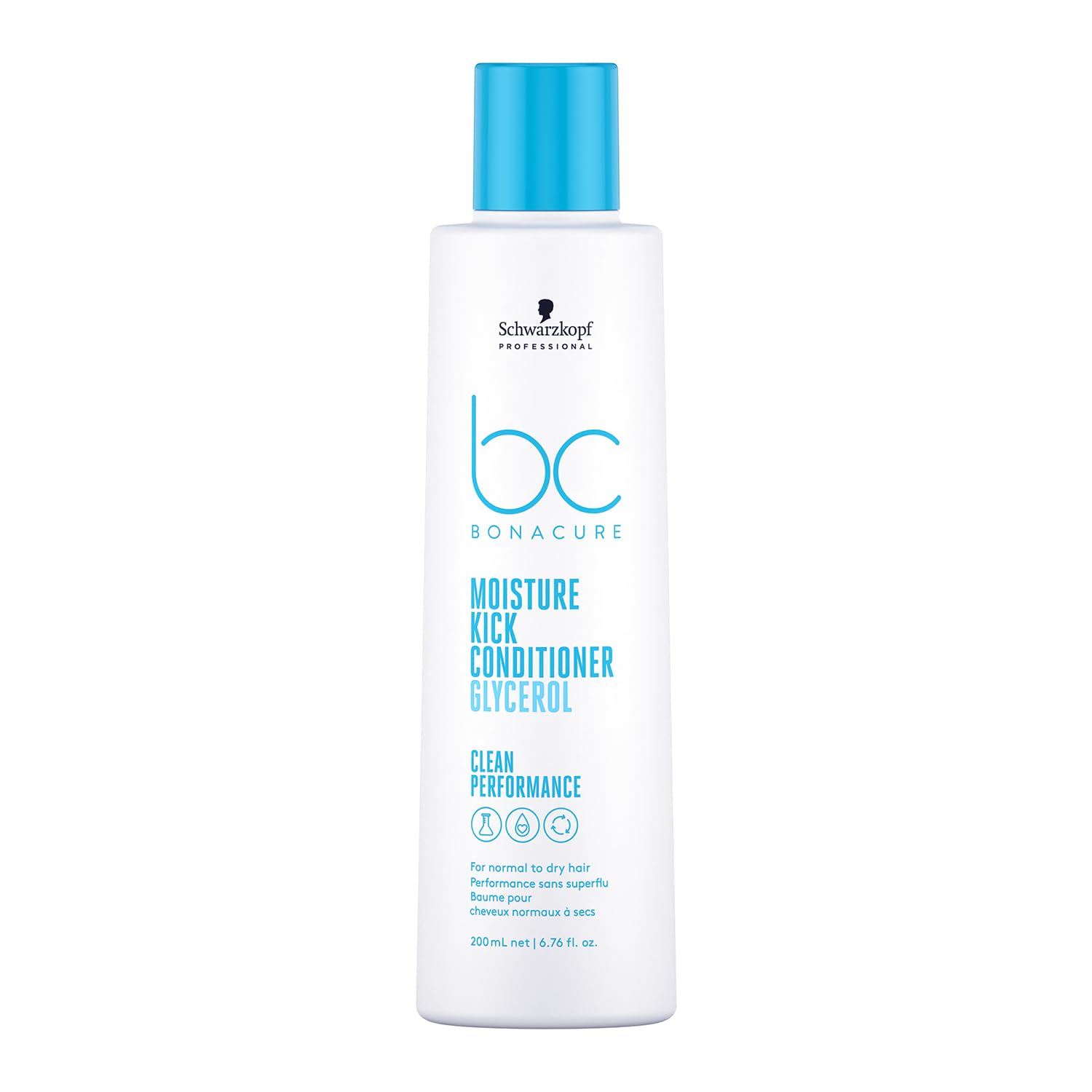Schwarzkopf Professional Bonacure Moisture Kick Conditioner For Normal To Dry Hair Vegan Care Complex Glycerol Moisturised Hair Feel Improved Manageability Elasticity Detangling 200 ml