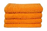 Quick Dry, 100% Cotton, Hand, Hair, Face, Gym, Spa Towel, Absorbent, Light Weight (Orange, 4 Pack, 16x28 Inch)