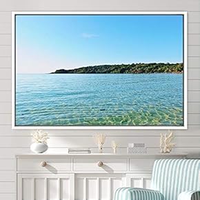 signwin Framed Canvas Wall Art Coastal Scenery Aerial...