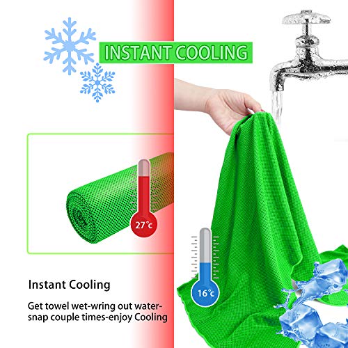 Wesoke Cooling Towel for Sports, Workout, Fitness, Gym, Yoga, Running, Travel, Camping & More (3 Pack,Green)