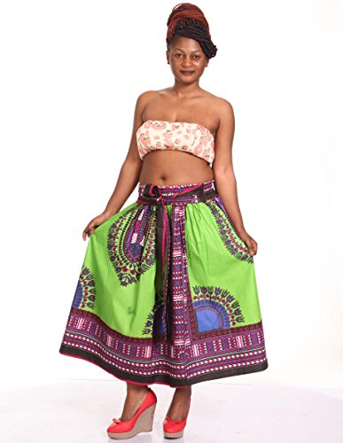 African Planet Women's Dashiki Cotton Wax Skirt Burundi Inspired Elastic Waist One Size