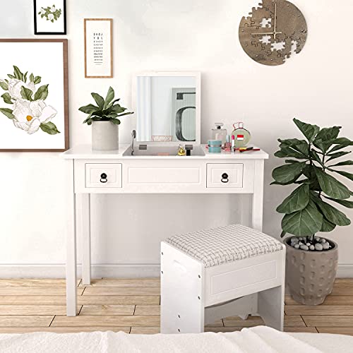 VASAGLE Makeup Vanity Set with Flip Top Mirror Makeup Vanity Dressing