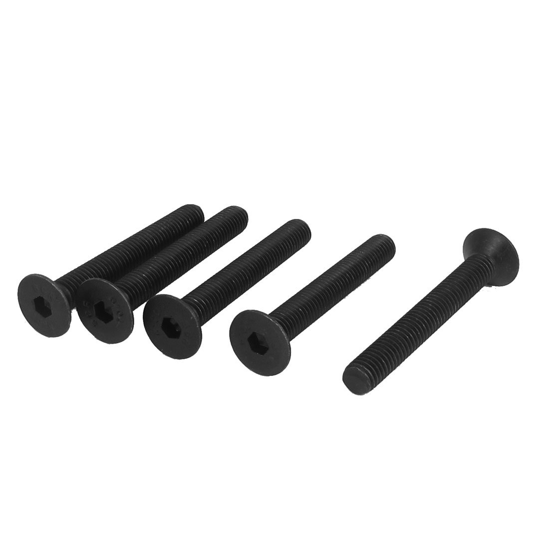 Sourcingmap M8 x 60mm Metric Hex Socket Countersunk Head Screw Bolts Black 5PCS