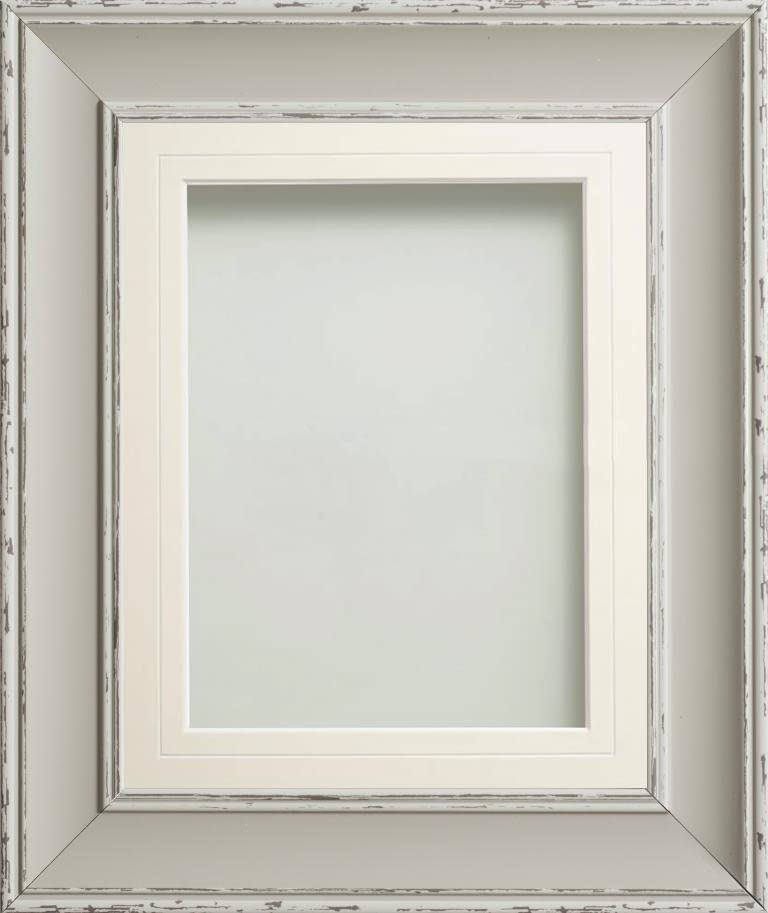 Frame Company Brooke Moonstone Grey Photo Frame, White V-Groove Mount, A4 for 9x6 inch, fitted with perspex