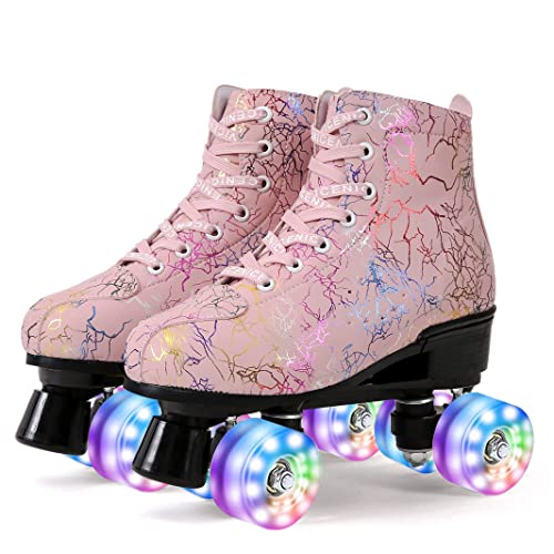 Women's Indoor Outdoor Roller Skates Quad Wheels Light up Girls
