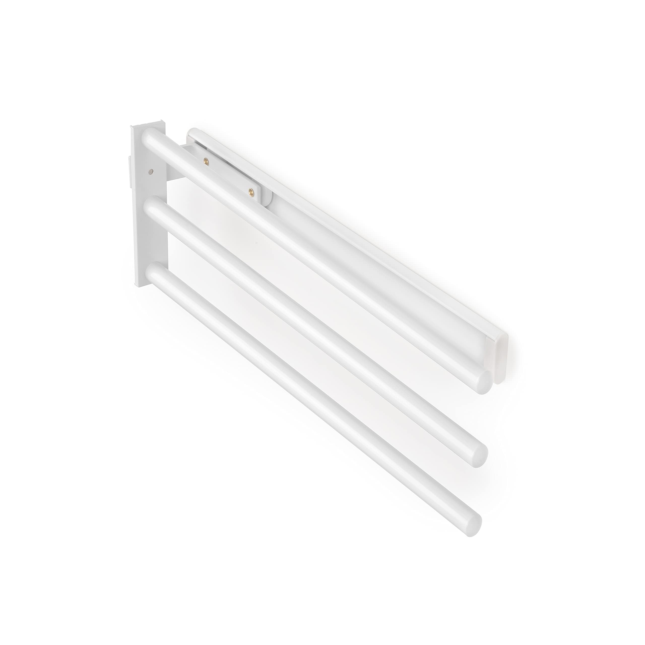 Emuca - Extendable towel rail, 3 arms, Pull-Out Towel Rail, 440 mm (17,33 inch), Aluminium, White