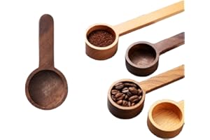 Startbuymore Black Walnut Wood Coffee Measuring Spoon Solid Handle Ergonomic Design 10g Precise Scoop for Coffee Beans Tea Fl
