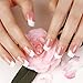 ArtPlus 24pcs Silver Stripe Elegant Touch French Manicure False Nails with Glue Full Cover Long Length Fake Nails Art