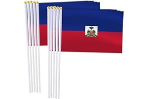 25 Pack Haiti Handheld Small Flag,Mini Haitians Hand Held Miniature Stick Decor