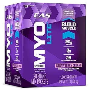 Image of EAS Myoplex Lite Protein Shake Mix Packets, Strawberry Cream, 1.9 oz packets, 20 servings