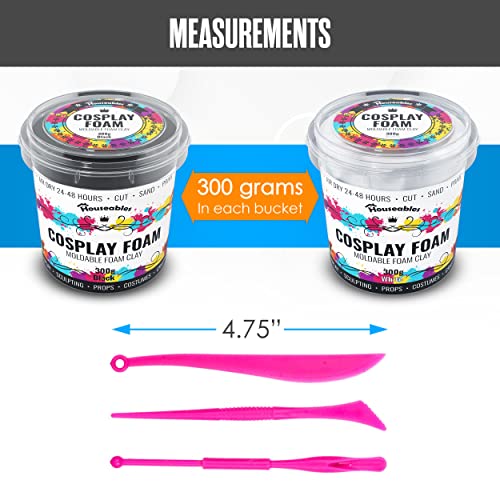 Houseables Moldable Cosplay Foam Clay, Air Dry, Sculpting, Molding, 300