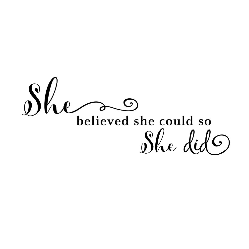 She Believed She Could So She Did Wall Art, Inspirational Decal Quote Saying, Motivational Home Decor, Encouragement Stickers, Words Poster for Kids Girls Bedroom, Living Room (She Believe)