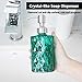 Easy Tang Glass Soap Dispenser Bathroom Kitchen 12 Oz Crystal Design with Silver Pump, Refillable Liquid Soap Dispenser (Green)