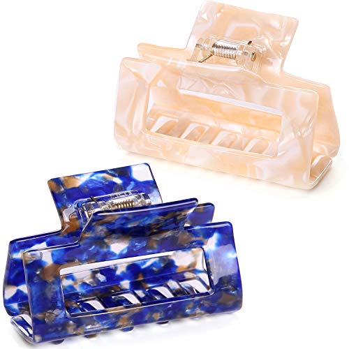 2pcs Square Medium hair claw clips for thick fine hair,Tortoise shell rectangle claw hair clips medium for women ladies