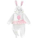 Twopumpkin My First Easter Outfit Baby Girl Newborn Bunny Onesie Ruffle Tulle Tutu Dress Romper Hooded Jumpsuit With Ear