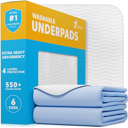 Photo 1 of GREEN LIFESTYLE Washable Underpads - Large Bed Pads for use as Incontinence Bed Pads, Reusable Pet Pads, Great for Dogs, Cats, Bunny, Seniors Bed Pad (Pack of 2 - 34x36)