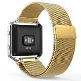 MoKo Fitbit Blaze Band , Milanese Loop Mesh Stainless Steel Bracelet Watch Strap for Fitbit Blaze Smart Fitness Watch with Unique Magnet Lock, No Buckle Needed, Frame NOT Included - GOLD