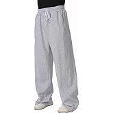 wulanhada Men’s Baggy Sweatpants Fleece Wide Leg Casual Loose Lounge Joggers Warm Open Bottom Sweatpants