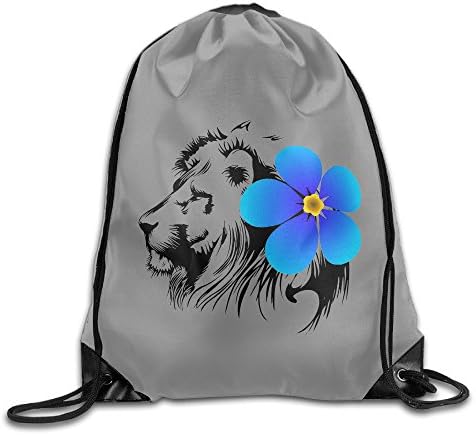 XIUHUA Hip Hop Drawstring Backpack Lion Blue Navy Flower Gym Sack Bag Drawstring Backpack Sport Bag For Men &amp; Women School Travel Backpack 17"x14"