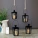 4 Black Mini Flameless Lanterns with 4 Ivory Resin Votive Candles, Warm White LEDs, Matte Finish, Indoor/Outdoor Use, Batteries & Remote Included