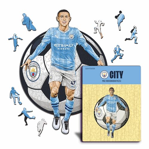 Iconic Puzzles - Manchester City, Phil Foden, Officially Licensed Wooden Puzzle, 100% Sustainable, Gift for Adults and Children, Size L, 500 Pieces