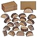 Supla 20 Pcs Rustic Wood Wedding Place Card Holders with 30 Pcs Kraft Tented Cards Half-Round Table Numbers Holder Stand Wooden Memo Holder Card Photo Picture Note Clip Holders Escort Card Holder