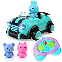 Cartoon Remote Control Car Toys for 3 4 5 Year Old Boys Girls, 2CH R/C Race Car with Music