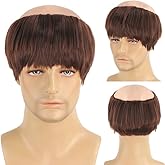LeMarnia Monk Wigs for Men Dark Brown Funny Bald Wigs Halloween Party Costume Wig