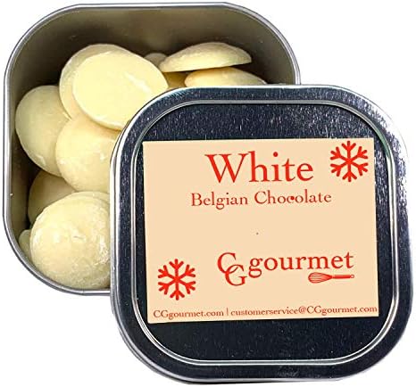 Holiday Gift & Party Favors, Belgian Chocolates | Reusable Canisters | 5oz (set of 4) | Available in Dark, Milk and White. (4 White Canisters)