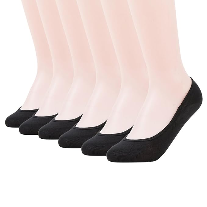 MANZI Damen 6 Paar füßlinge Non Slip Unsichtbar Socken No Show Socken mit Rutschfester Silikon