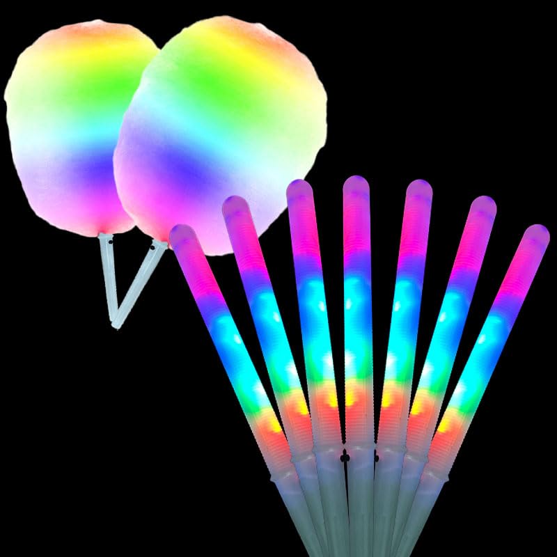 Photo 1 of 10 Pcs LED cotton candy cones,Glowing cotton candy sticks?Cotton candy holder reusable and waterproof, suitable for Christmas party (colorful)