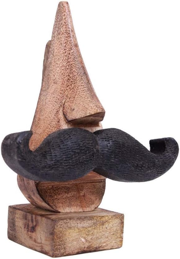 Quirky Handmade Moustache Themed Wooden Spectacle Holder Stand, Brown, 12.5 centimeter - Image 3