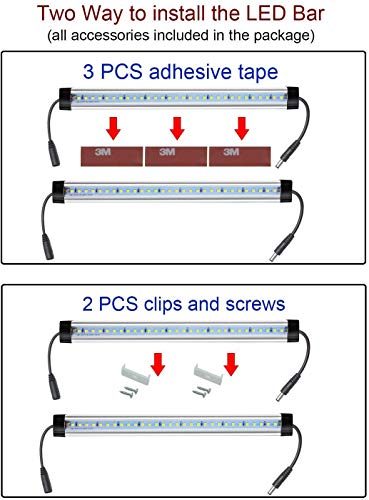 CNSUNWAY LIGHTING LED Under Counter Lighting Fixture, 12 Inches Dimmable Light Bars, 32W 2400LM Super Bright, 5000K Daylight for Kitchen,Cabinet,Shelf Lights, Plug and Play, Dimmer Included -4 Pack