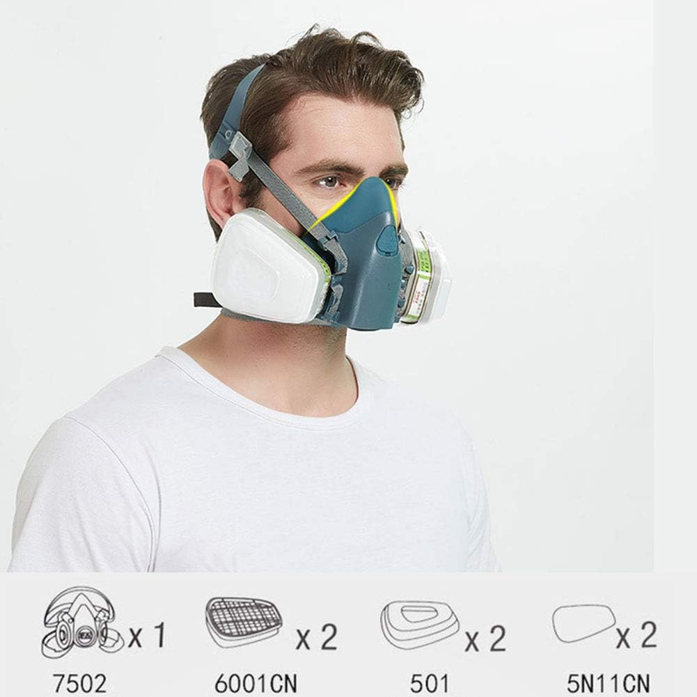 Famyfamy 7502 Painting Spraying Gas Mask,Unisex Chemcial Safety Work Gas Mask, Proof Dust Facepiece Respirator Mask With Filter Anti-Dust Mask