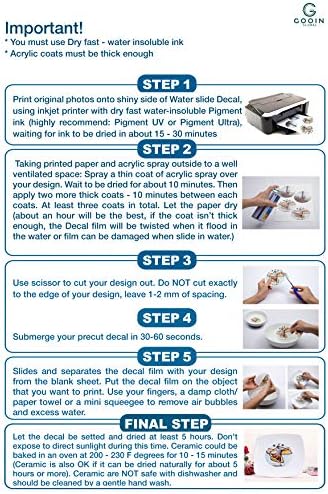 DIY Inkjet Water Slide Decal [20 Sheets] - Transfer Paper Sheets Transparent Clear for Inkjet Printer