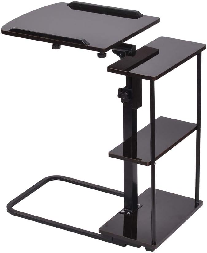 US Fast Shippment Shmei Mobile Stand Up Desk, Adjustable Laptop Desk with Wheels Storage Desk Home Office Workstation, Rolling Table Laptop Cart for Standing or Sitting for Bed or Sofa Desk (Black)