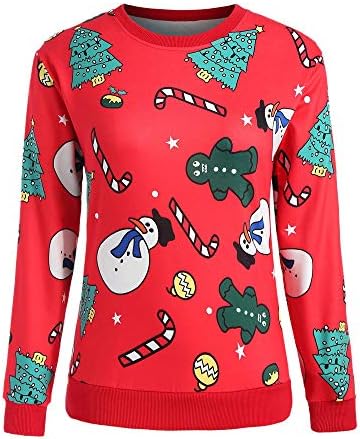 Clearance Sales! Caopixx Christmas Clothes for Women Reindeer Snowman Tree Snowflakes Sweatshirts Sweater Pullover