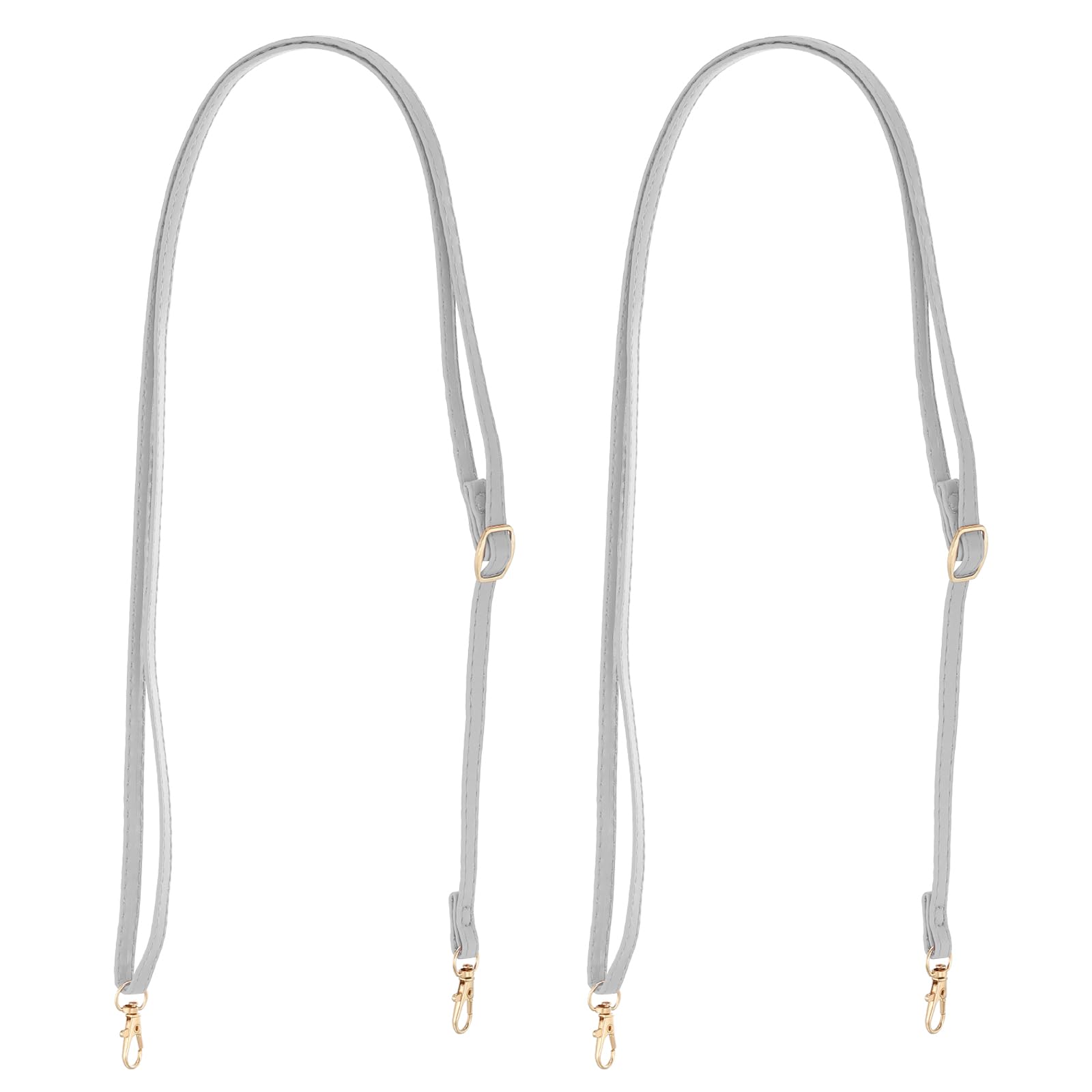 PATIKIL Leather Purse Handle Strap, 2 Pcs 26 Inch to 47 Inch Adjustable Length Handbag Strap Replacement DIY Clutch Bag Handle Strap Repair Accessories Silver