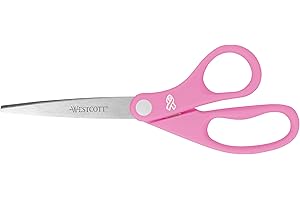 Westcott 15387 8-Inch Pink Ribbon Stainless Steel Scissors For Office and Home