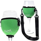 Beautyflier Assorted Colors Wine Glass Insulator/Drink Holder/Neoprene Sleeve with Adjustable Neck Strap For Wine Tasting Festival (Green)