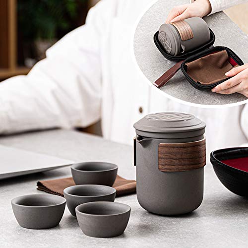 Tragbare Teeservice Porzellan Japanische kleine Teekanne Reise Tea Pot Chinesische Tee Set Mit 1 Topf Und 4 Tassen, Kleine Teeset für Teeliebhaber EIN Sehr Schönes Geschenk – Bild 4