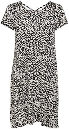 Damen Onlbera Back Lace Up S/S Dress JRS Noos, Black/AOP:Eggnog Leo, M