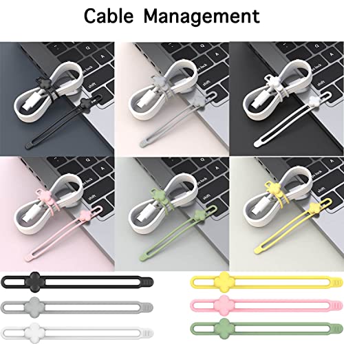 AFunCrafter Silicone Cable Ties - 20 PCS Travel Cord Organizer, Charger Wire Holder Wrap Keeper Electrical Management, Rubber Bands Office Supplies, Reusable Twist Straps for Phone USB