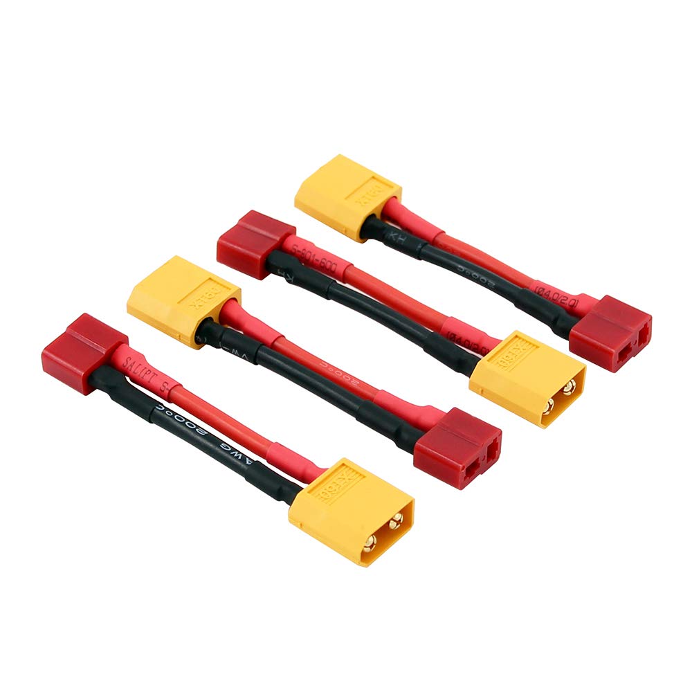 OliRC 4pcs T-Connector Deans Style Female to Male XT60 Adapter with 14awg 5cm Wire(C16-4)